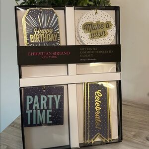 Christian Siriano Celebration Gift Tag Set in Gold and Blue NIB